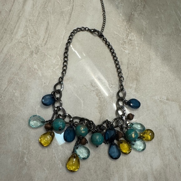 Blue and gold statement necklace #statementjewellery - Picture 4 of 6